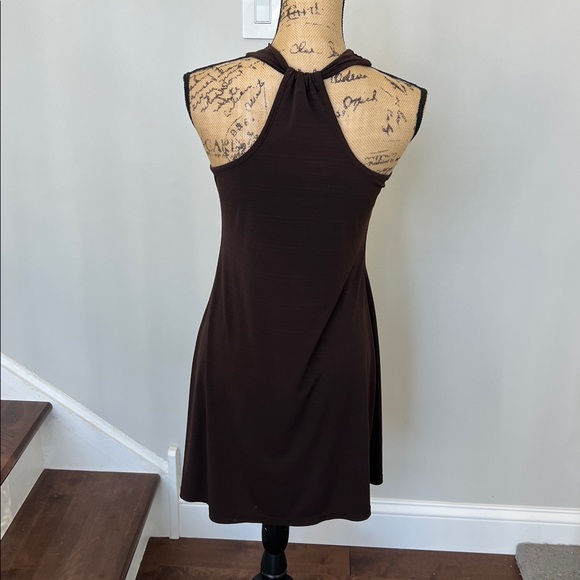 Iz Byer Chocolate Halter Dress with Beaded Detail small - Picture 4 of 5